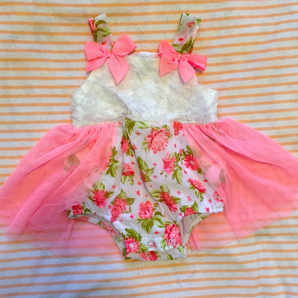 Floral Pink Tulle Onesie
